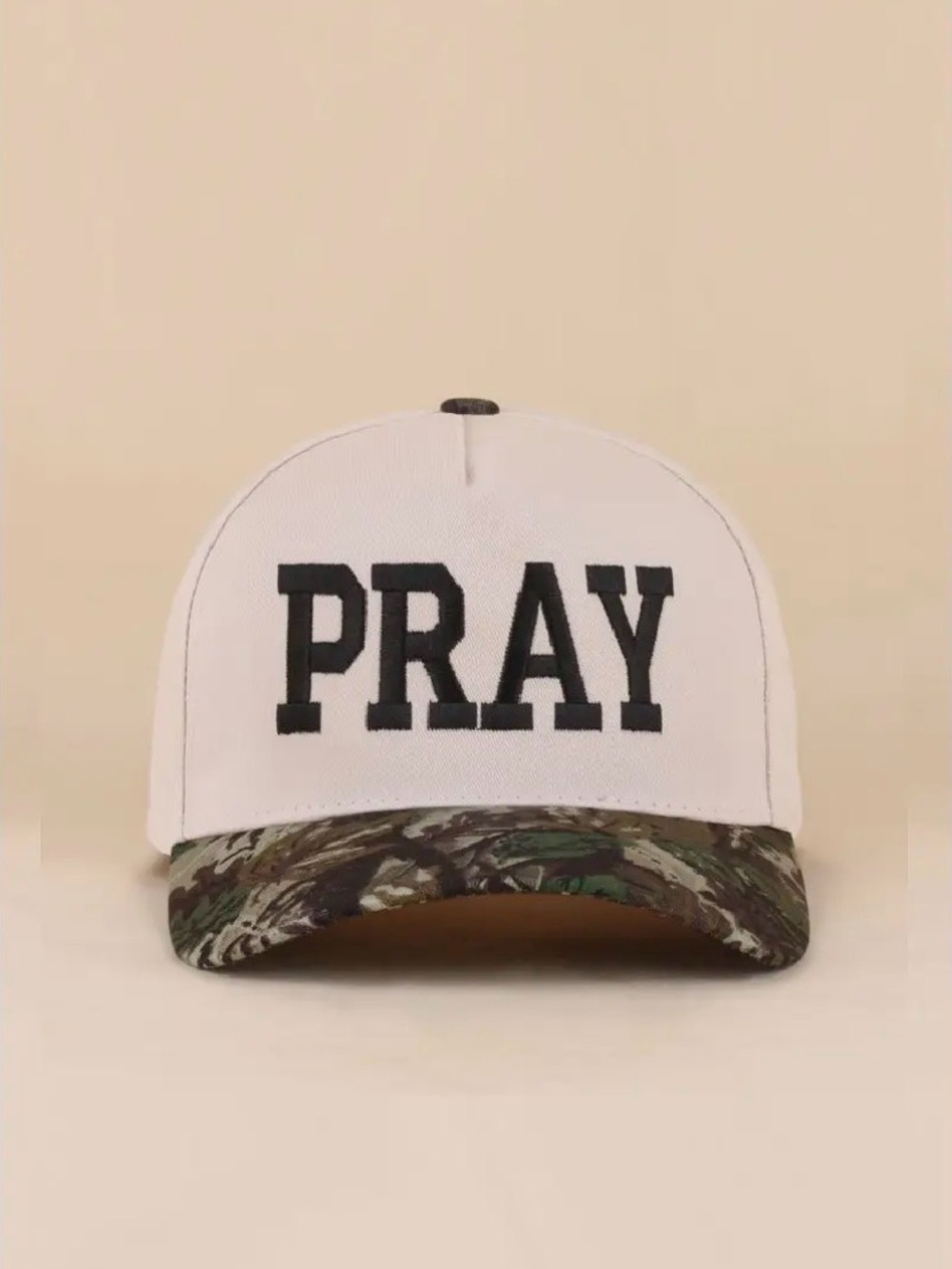 Zenana  'PRAY' Trucker Hat with Camo Brim